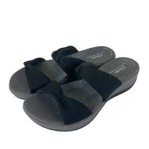 Clarks CloudSteppers Womens sz 8.5 Black Slip On Comfort Sandals
